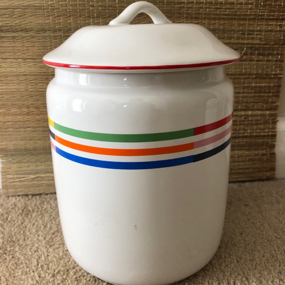 R.B. Bernards Portugal Lg Canister Rainbow Stripe -Vintage Kitchen Ware